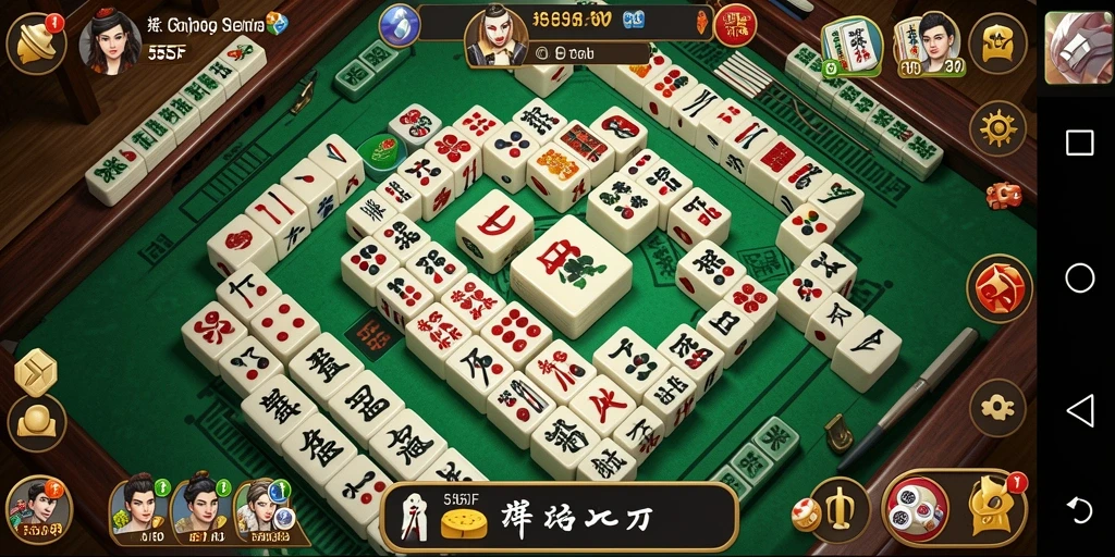 Tangkapan layar utama 555F menampilkan gameplay Mahjong yang seru dan interaktif.