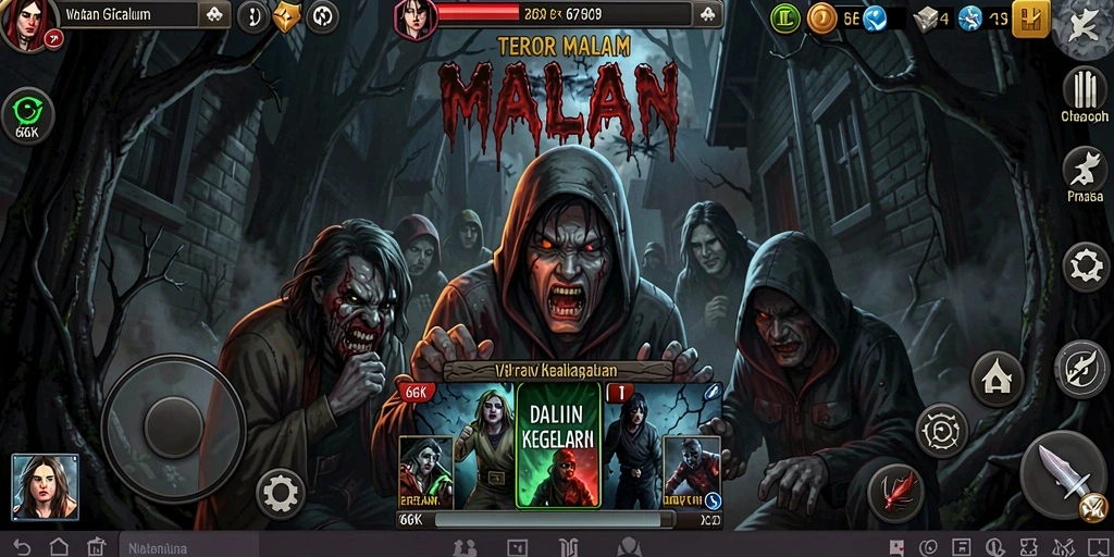 Tangkapan layar dari gameplay 66K yang menampilkan suasana mencekam.