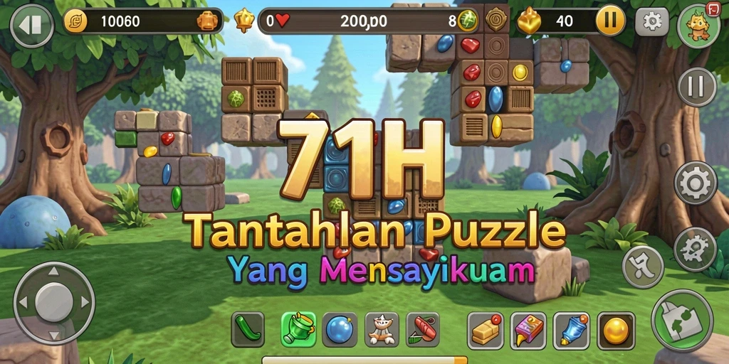 Tampilan permainan 71H yang menarik dengan berbagai puzzle.