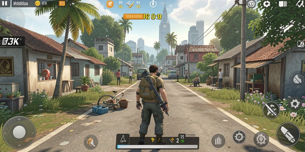 Screenshot gameplay 73K dengan berbagai elemen simulasi yang menarik.