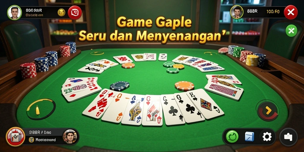Screenshot gameplay 888R menampilkan aksi menarik dalam permainan Gaple.