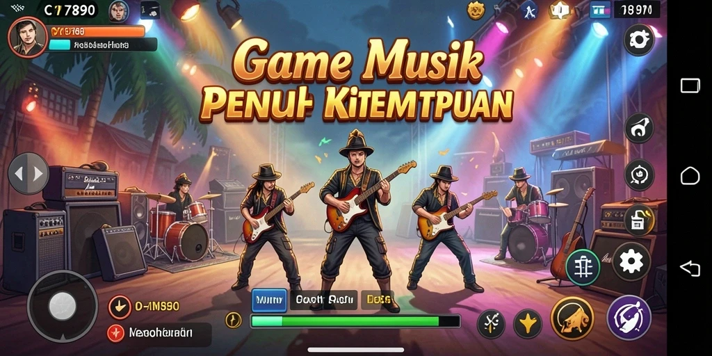 Screenshot gameplay C7890 yang menampilkan tantangan musik yang seru.