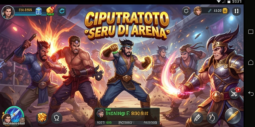 Screenshot utama CIPUTRATOTO menggambarkan pertarungan intens di arena Fighting.