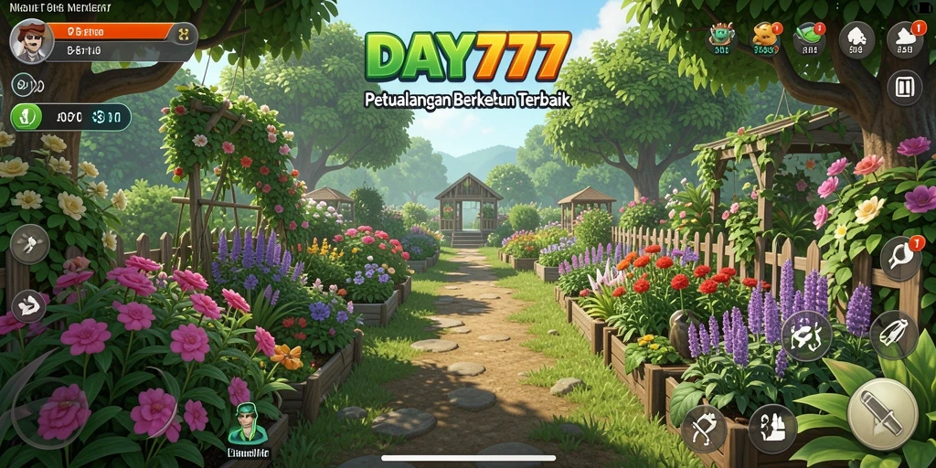 Tampilan gameplay <strong>DAY777</strong> yang menampilkan aktivitas bertani yang seru.