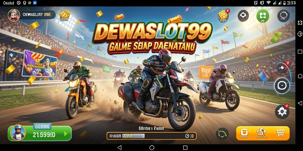 Tampilan gameplay seru dari DEWASLOT99 saat balapan.