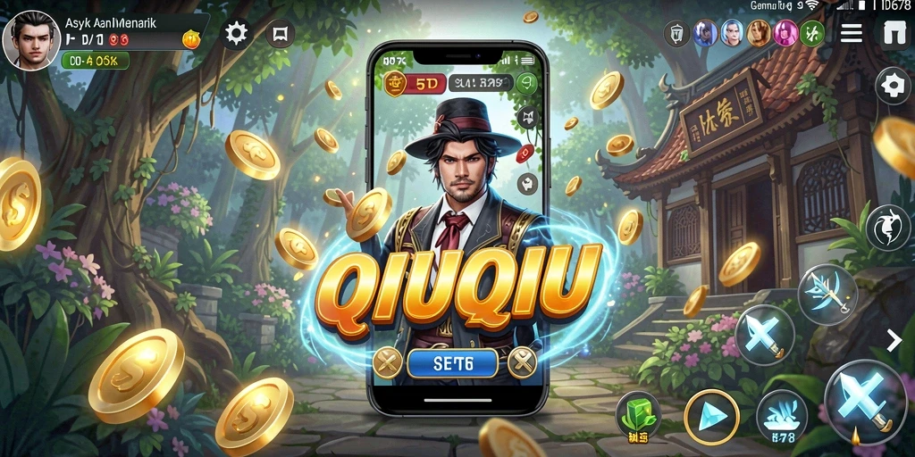 Screenshot gameplay QiuQiu yang seru dan kompetitif.