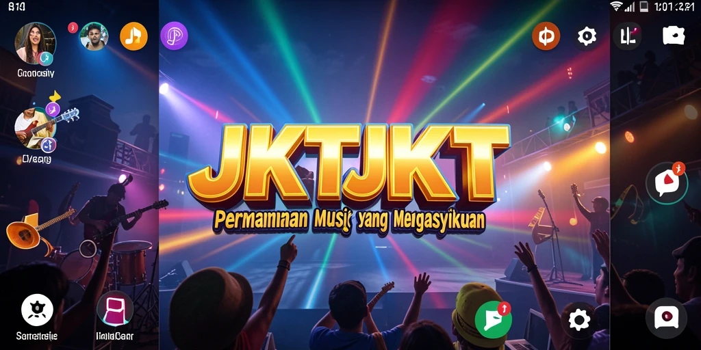 Screenshot gameplay JKTJKT yang menunjukkan interaksi musik yang menyenangkan.