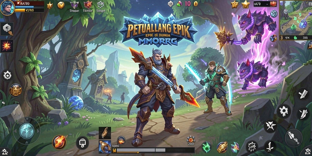 Tampilan gameplay KA789 menampilkan pertempuran seru dan dunia yang indah.