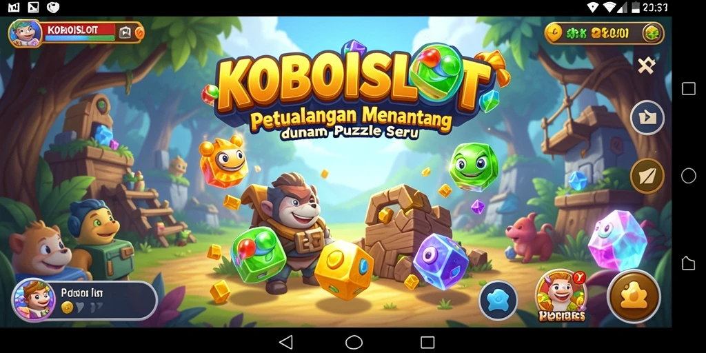 Screenshot permainan KOBOISLOT dengan tingkat tantangan puzzle yang menarik.