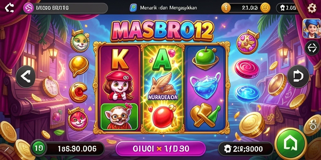 Tampilan screenshot gameplay <strong>MASBRO12</strong> yang penuh warna dan menarik.