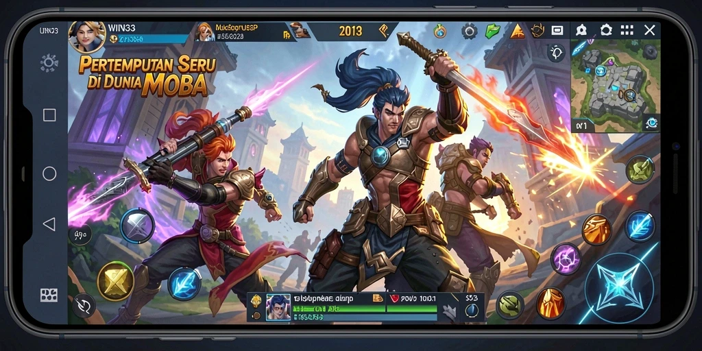 Tampilan gameplay seru dalam WIN33 dengan pertempuran tim yang mendebarkan.